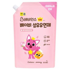 베비언스 유아용 핑크퐁 섬유유연제 베이비파우더향 리필, 1L, 2개