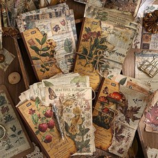 SILLYMONA 200Pcs 빈티지 디커플지 공예용 앤티크 룩 플로럴 라이스 페이퍼 가구용 정크 저널 용품 스크랩북 (SetA)