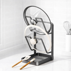 홈플로우 물받이 주방 정리 냄비뚜껑 거치대, 1개, 그레이