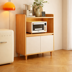 홈카페 주방 수납장 커피머신 오븐 정리 선반 다용도 수납 가구, 연한 갈색+흰색