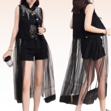 애프터블리 아랑 고고장구 난타 퓨전 조끼 의상 망사 베스트 공연복