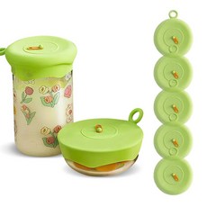 실리콘 그릇 덮개 다용도 뚜껑 만능, M(그린), 5개