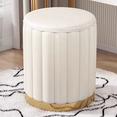 고급 화장대의자 안방 거실 원형 메이크업스툴 뷰티 수납형, 엘레강트화이트 프리미엄 가죽 B