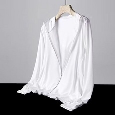 GUEFOON 男款冰絲連帽防曬外套黑色, XL110-125斤（不可拆卸）（9447）