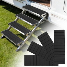 Jerbor RV 스텝 커버 4팩 61x19.1cm(24x7.5인치) EVA 폼 캠퍼 스텝 커버 트레일러 및 RV용 미끄럼 방지 자체 접착 트리밍 가능한 스텝 커버 블랙