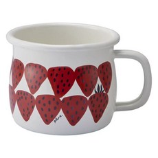 다마하시 플룬 법랑 머그컵 380ml 12x9.5x7.5cm, 1개, 레드 스트로베리