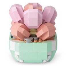 多肉植物盆栽積木，仿真多肉植物，創意盆栽擺飾，辦公室居家療癒小物, P1246戀戀筆記, 1個