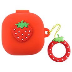 더조은셀러 실리콘 케이스 키링 커버 범퍼 젤리 소프트 고리 갤럭시 버즈4 버즈2 버즈 프로 라이브 호환, 갤럭시버즈2/프로/라이브, 1개, 스트로베리