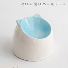 고양이 그릇 1 감성 gr 길냥이조절 밥그릇 n 플레이스, 사선 고양이 귀 펫볼 스타일 2블루, 프리사이즈, 1개