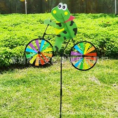 台中出貨 自行車風車 立體風車 玩具風車 布風車 派對 露營佈置 花園裝飾 陽台裝飾 園林布置, 1個, Multicolor