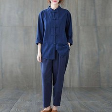 법복 계량 한복 여름 상하세트 모시 절복 퓨전 개량, 1개, 네이비블루 긴팔 슈트