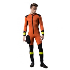 高彈性全身式潛水衣，亮眼橘色冰上運動服裝，舒適保暖防寒, 橘