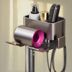 아이코지 무타공 수납형 강력접착 드라이기 거치대, 차콜, 1개