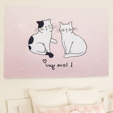 고양이 커튼 가림막 인테리어 예쁜그림 그림 패브릭