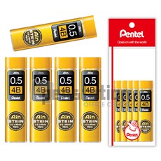 펜텔 아인슈타인 샤프심 0.5mm 2B/3B/4B 5개 세트(펜텔 전용 포장 케이스/선물용), 아인 0.5mm 4B 5개 세트