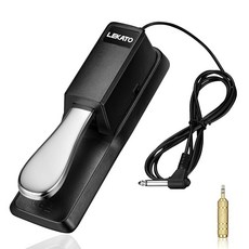 극성 스위치가 있는 키보드용 LEKATO 유니버설 서스테인 페달 4인치 35mm TS 플러그 8인치 5mm TRS 어댑터 디지털 피아노 전기 키보드 미디 신시사이저에 적합, 6.35MM Plug & 3.5MM Adpater