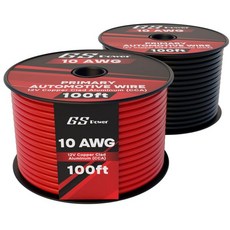 GS Power CCA 400피트 18 게이지 와이어 오토모티브 200피트 레드200피트 블랙 본딩 18 AWG 12v 저전압 스피커 전기 와이어 저전압 기본 차량용 스테레오, 10 Gauge-100 ft-Non-Bonded