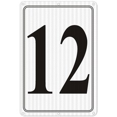 i-CowFun 프리미엄 반사 금속 번호 표지판 1 - 알루미늄 12인치 X 8인치 주차 공간 실외 대형 바닥 도크 코트 통로 필드 페이드 없음 내후성, Reflective Number Signs 12, 1개