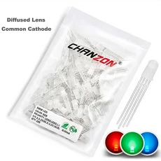 100pcs 5mm RGB LED 방출 다이오드 마이크로 표시기 Arduino 빨간색 녹색 파란색 여러 가지 빛깔의 일반적, [01] Transparents Cathode