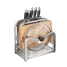 不鏽鋼單槽刀具砧板收納架，廚房收納好幫手，多功能瀝水置物架，節省空間，檯面整潔有序, D3 原色銀, 1個