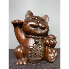 【通天寶】高檔黑檀木【招財貓】聚財 招財進寶 裝飾擺件 招財擺件 辦公室擺件, 黑
