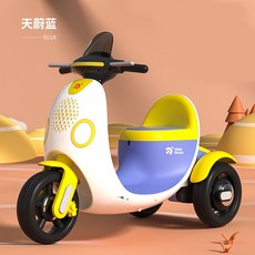 【阿LIN】 800380 LS520電動機車 兒童童車 2人騎乘 早教 音樂 機車童車 歐兜邁 三輪車 雙驅 兒童騎乘, 藍白+遙, 1個