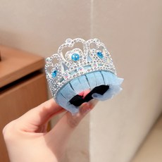 兒童冰雪皇冠丸子頭盤髮神器髮扣2025新款女孩公主頭飾不傷髮髮夾, 公主皇冠, 1個