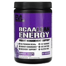 EVLution Nutrition BCAA LEAN 에너지 퓨리어스 포도 309g, 6개