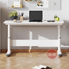 【椿嶼】手搖陞降兒童學習桌，學生書桌家用電腦桌，可調高度寫字檯, 手搖升降/有抽屜/黑色鋼化玻璃,長120*寬60