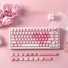 [스마트박스]윤지 YUNZII 무선 블루투스 기계식 키보드 B75 PRO 3모드 핫스왑 Gasket구조 RGB라이트, 핑크-코코넛밀크축V2