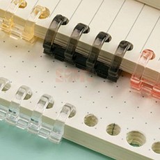 4구 투명 컬러 제본링 플라스틱링, 노랑