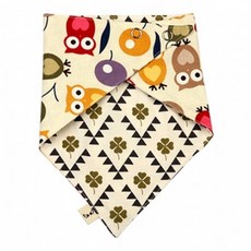 국내제작 순면 양면스카프 하트부엉 턱받이 스카프빕 zli+37932WG