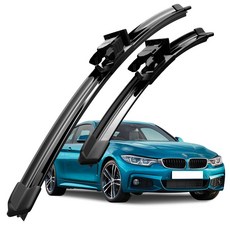 호환 BMW 4시리즈 F32 F33 F36 G22 G23 G26 i4 2013-2024 와이퍼 초발수 저소음 자국 없음 전면 와이퍼 블레이드 2종 세트, 검은색, 4시리즈(F32/F33/F36) 2013-2020