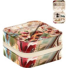 휴대용 여행용 미니 주얼리 박스 플라워 음악 멜로디 악기 여성 가죽 반지 정리함용 작은 케이스