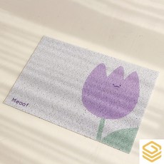 현관매트 모래매트 고양이화장실 고양이바닥 고양이미끄럼방지 강아지쿨매트 논슬립매트, 1개, 보라튤립