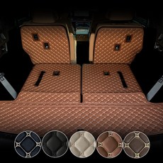 싼타페 MX5 전용 오토피아 차량용 퀼팅 가죽 등받이 + 트렁크매트 세트, 블랙+블랙스티치, 6인승(26년 이후)