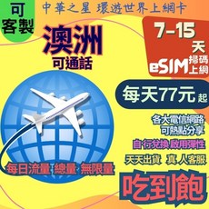 eSIM 澳洲7-15天 帶門號可通話 布里斯本 雪梨 澳大利亞 高速上網吃到飽, 7天35GB+當地通話+國際250分鐘