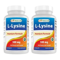 Best Naturals L-Lysine 베스트 내추럴스 라이신 500mg 250타블렛 2팩, 2개, 250정