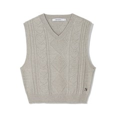 코드그라피 CGP (우먼) 하트 크로셰 니트 베스트_멜란지그레이