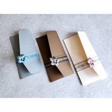 꽃줄 자갸드 명절 상품권 용돈 봉투 (D32), 하늘색+미색+갈색