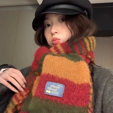 秋冬季高級感保暖紅色圍巾，聖誕新年氛圍感圍脖