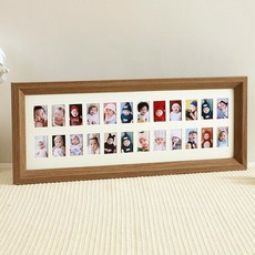 성장앨범 원목 액자 포토 가족사진 정리 사진 12칸, 어린이 증명서 사진 액자, 1매, 빈티지 24홀