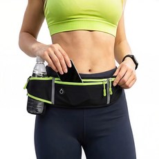 방수 러닝벨트 힙색 물병수납 슬림 운동용 러닝가방 남녀공용, 1개, 블랙