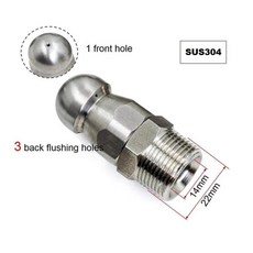 SS304 1/8 "1/4" 3/8 "1/2" 고압 세척기 배수 하수도 청소 파이프 제터 호스 가정용 정원 용품 용 스프레이 노즐, 19 M22 1-front 3-back, 1개