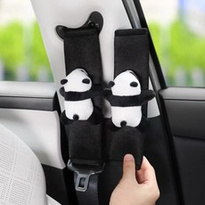 차량용 안전벨트 커버 판다 벨트 쓸림방지, 2개, 블랙
