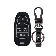 현대 아이오닉5 6버튼 (호환가능) 가죽 스마트키케이스, 화이트, 1개