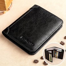 남성용 초슬림 RFID 차단 레트로 소가죽 지갑