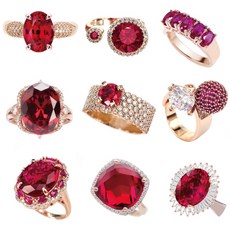 [다섯가지 주얼리] 붉은말 새해 루비 반지 9종 선택1 유색 프리사이즈 반지