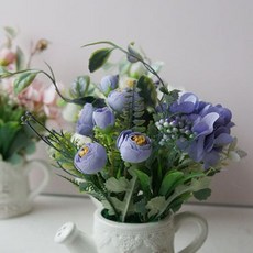 로즈 도자기 화분 장미 플라워 장식 조화 인테리어, 아이보리, 1개