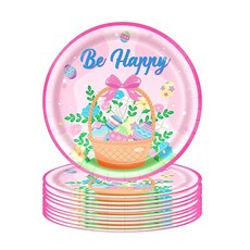 ASVNRES Happy Easter Party Paper Plates - 7Inch Eggs Print Dessert Plates for Cake Salad Fruit Piz, ASVNRES HAPPY 해피 Easter Party